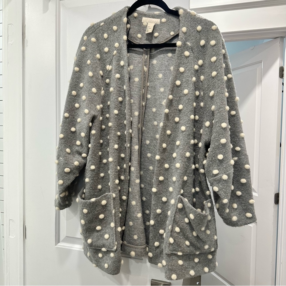 H&M Wool Blend Pompom Sweater / Jacket.